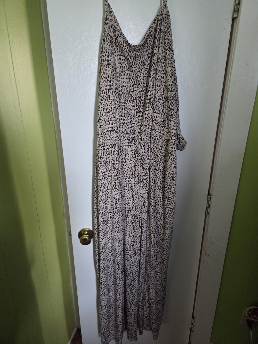 Maurices Beige and Black Printed Jumpsuit Romper